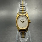 Seiko Watch Women 17mm Silver Dial Two Tone Oval 5420-5330 New Battery Vintage