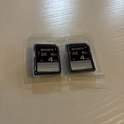 New/opened - Lot of 2 Sony SDHC 4 GB Memory Cards 15Mb/s Righ Res Full HD