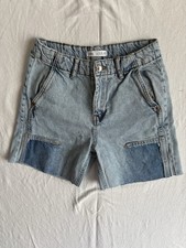ZARA Girls Chino Denim Shorts Light Wash Blue 13-14 Cotton Pockets
