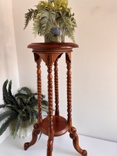Mahogany Plant Lamp Stand Barley Twist Legs Tall Pedestal Vintage Wood Edwardian