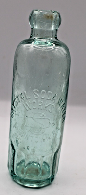 #ad Crystal Soda Water Works Uniontown PA Aqua Green Hutchinson Bottle Blob Top $49.99