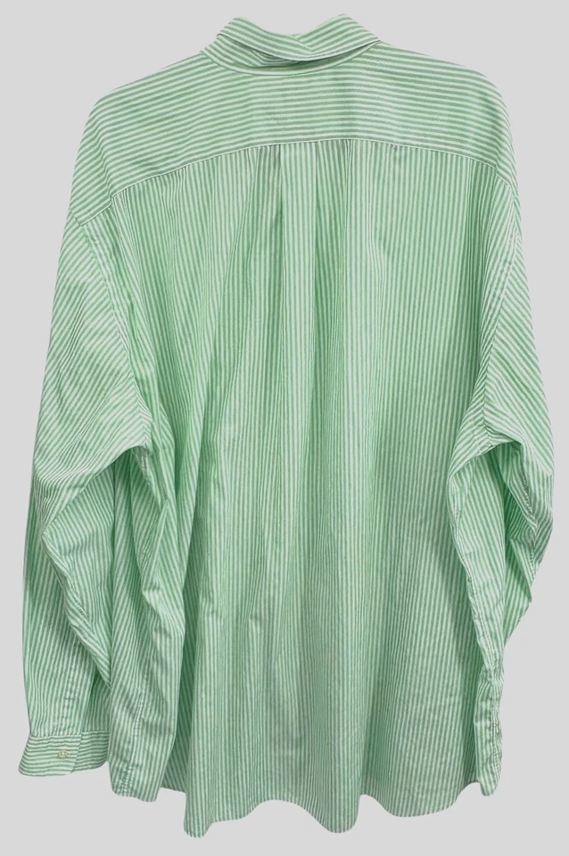 Camisa Polo Ralph Lauren Para Hombres 3XLT 100% Algodón Elastizada Abotonada Rayas Verde Foto 2 de 4