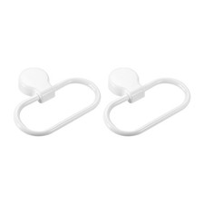 2 Pack Wall Mounted Oval Towel Ring ABS Hanging Holder Self-Adhesive, White