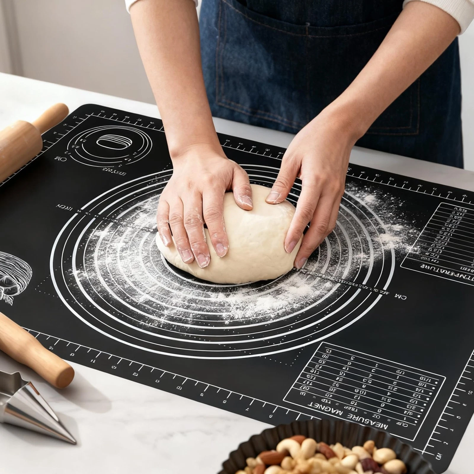 Extra Large Baking Mat - 28" Silicone Pastry Mat, Reusable Non-Stick Dough Ma...