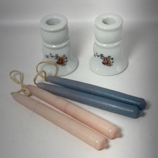 Pair Of Strombecker Corp Toy Tea Set Floral Pink Blue Candle Holders w Candles