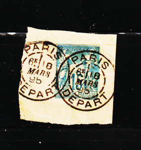 26STAMPSA-18 N ICE USED LH PARIS DEPART CANCEL DATED 1895