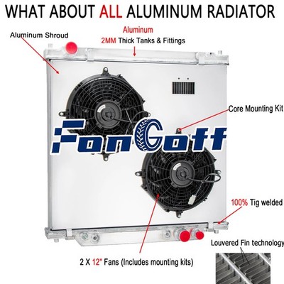 2-Row Radiator Shroud Fan For 1999-05 Ford F250 F350 F450 Excursion 6.8/7.3L