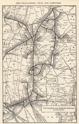 1908 Antique Louisville and Nashville Railroad Map Vintage L&N Railway Map 3201