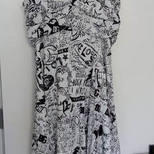 Dolce & Gabbana White/Black Graphic Strapless Silk Maxi Dress Womens 40