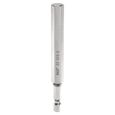 Flat Hex Screwdriver Bit 10mm (H10) 1/4'' Hex Shank 4'' Long Magnetic