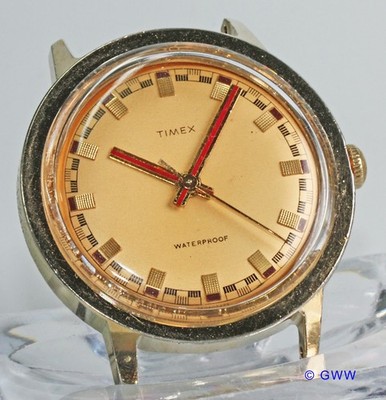TIMEX (2490) Uhr mit roten Zeigern   Stiftankerwerk - für Bastler - 70-er