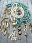 Lot Of Vintage Gold Tone Jewelry Necklace Bracelet Estate Lot
