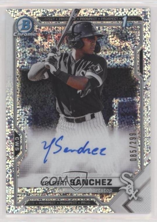 2021 Bowman Chrome Prospects Speckle Refractor 85/299 Yolbert Sanchez Auto 4ey