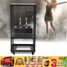 18U 4 Post Open Frame Network Server Rack Holder on Caters Adjustable 0-31.5"