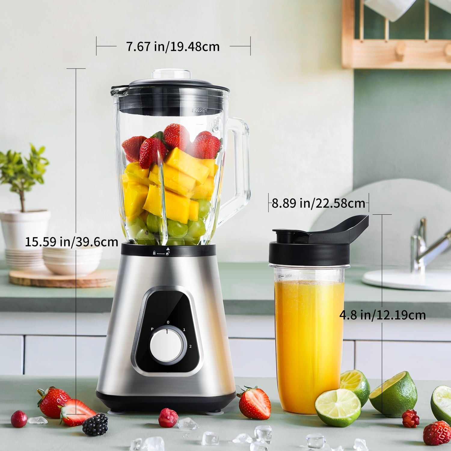 1200W Smoothie Blender 52 Oz 3 Adjustable Speed for Frozen Fruit Drinks Sauces