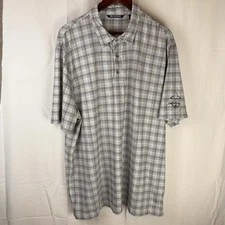 Cutter Buck Performance Golf Polo Shirt Mens XL White Gray Plaid Patricia Island