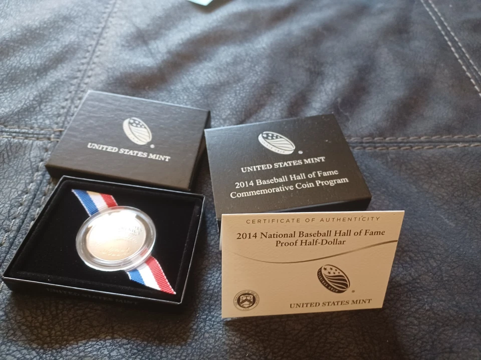 2014 S Proof Baseball Hall of Fame Clad Half Dollar ~ Curved Coin ~ OGP & COA - Image 2 of 3