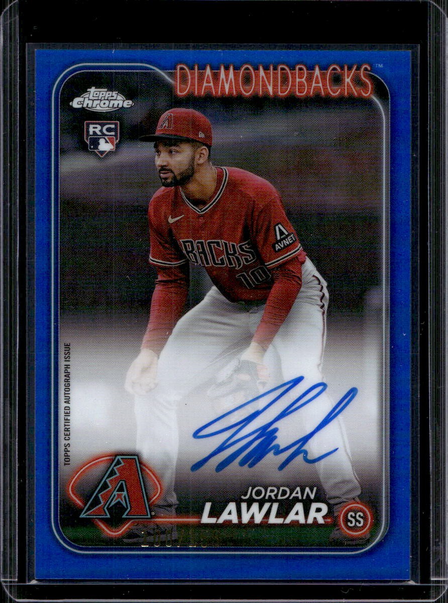Jordan Lawlar 2024 Topps Chrome #RA-JLA Rookie Auto Blue Refractor /150