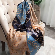 Women Satin Silk Feel Scarf Shawl Wrap 180x80cm Print Hijab Beach Stole