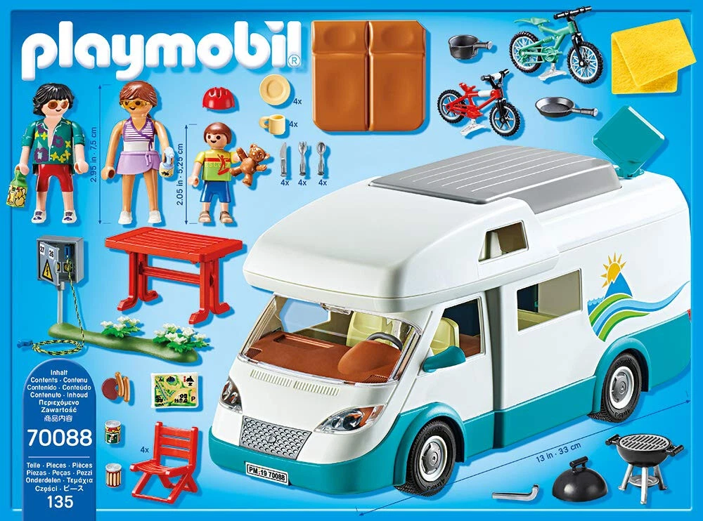 PLAYMOBIL Family Fun 70088 Family Motorhome & City Life 70281 Adventure  Playground with Climbing Wall, Tyre Swing and Slide, from 4 Years:  : Toys