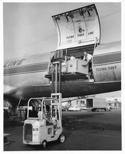 Flying Tiger Cargo Airline 1950s Press Photo Douglas DC-4 Loading  *P175c