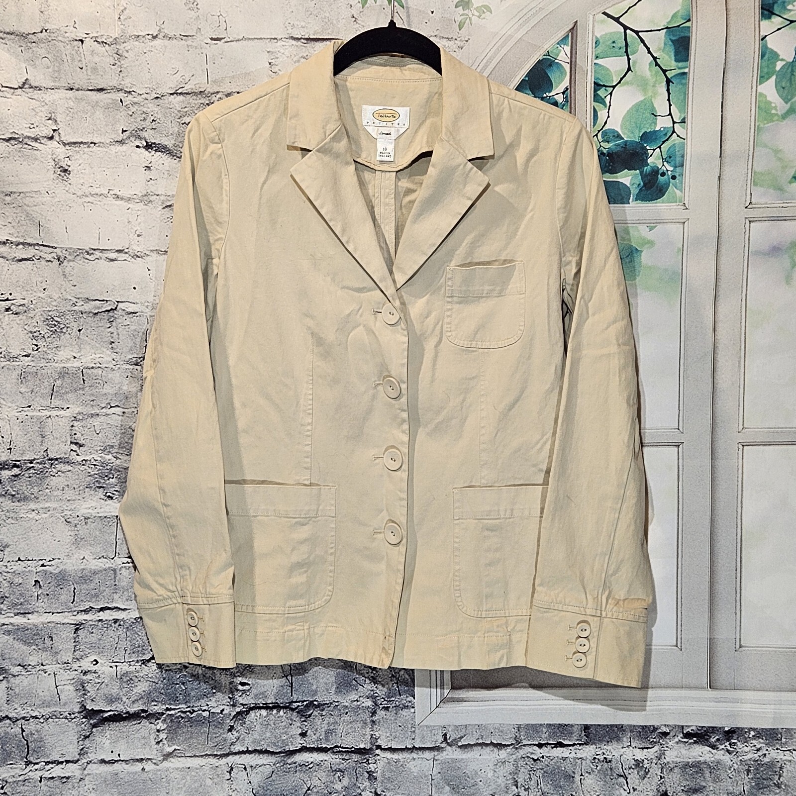 TALBOTS Stretch Cotton Button Jacket SIZE 10 Beig… - image 1