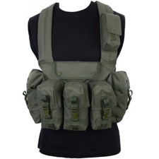 Pettorina verde oliva 6 tasche - gilet assalto esercito tessitura softair militare nuova