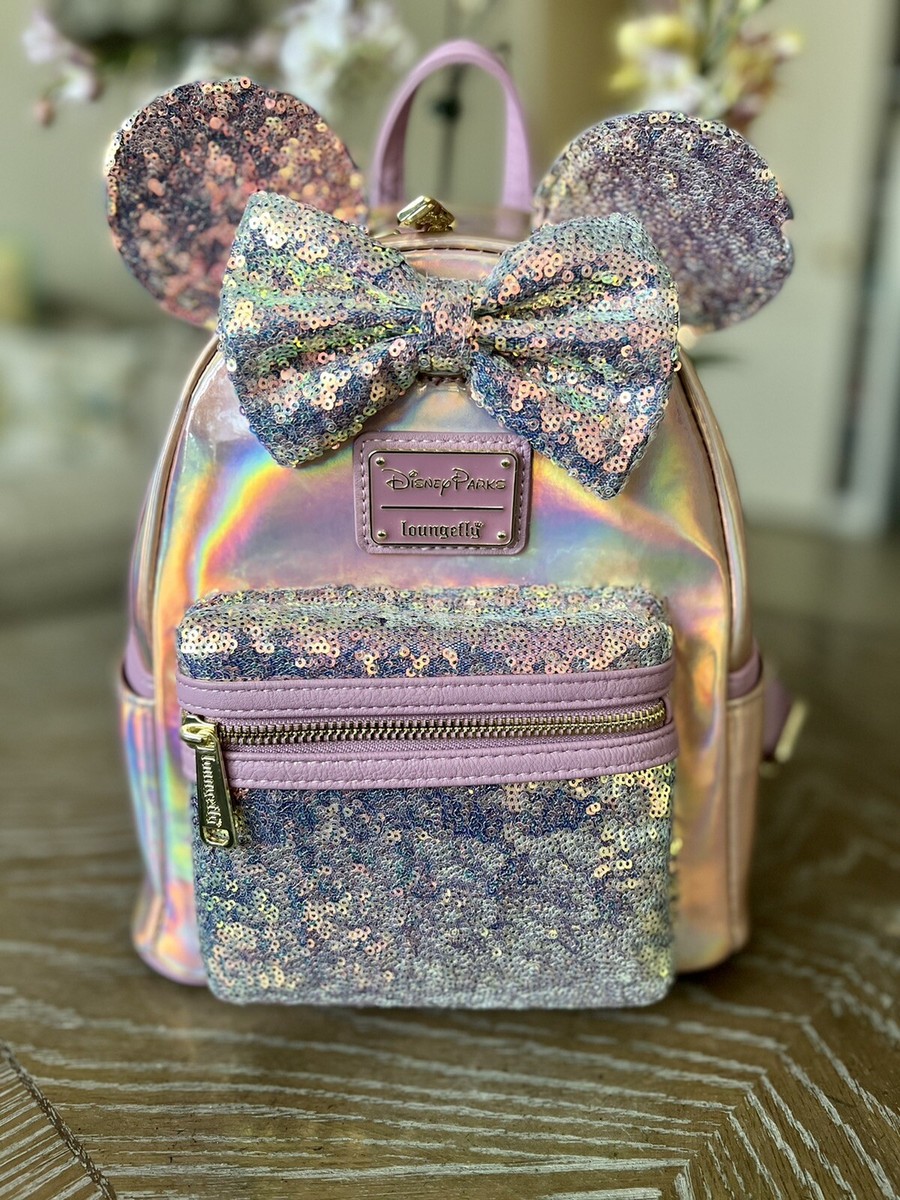 Disney Parks Loungefly Minnie Mouse Rainbow Sequin Mini Backpack Rare Collector 80742-1.jpg main image 2