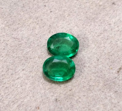 Certified Natural Emerald matching Pair Oval shape 3.95 cts Deep green Emeralds