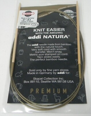 Addi Skacel NATURA  Circular Knitting Needles Bamboo  47'' US 3