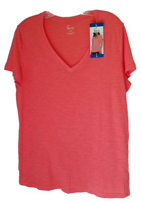 Felina V Neck Sugar Coral Tunic T- Shirt Top Size L NWT #95