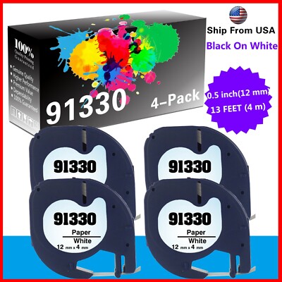 4 PK 91330 Label Tape use for DYMO LetraTag LT-100H LT-100T Plus LT-100H