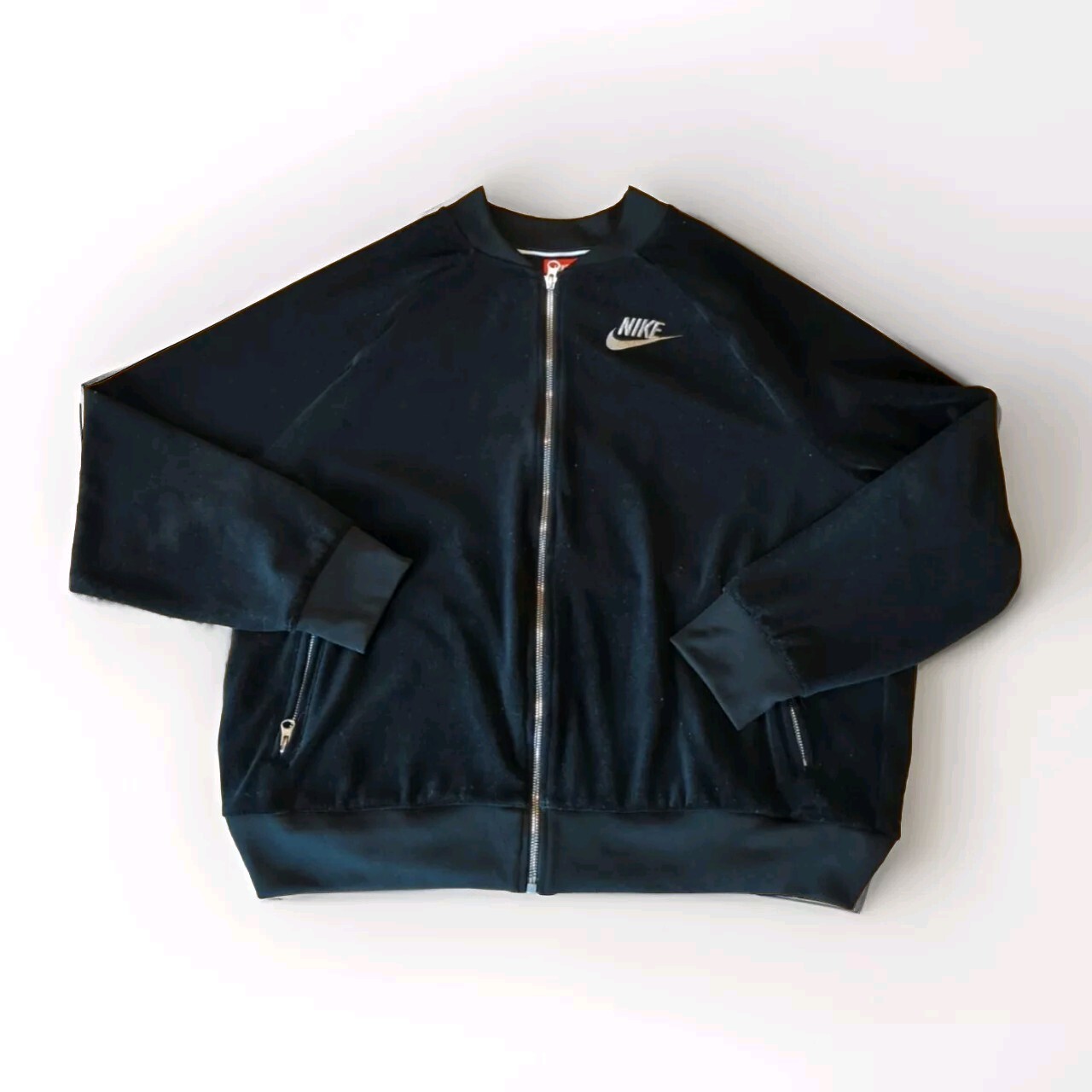 SACAI X NIKE Nike Track Jacket Donna XL Nero Velluto Velluto Full Zip Logo Ricamato