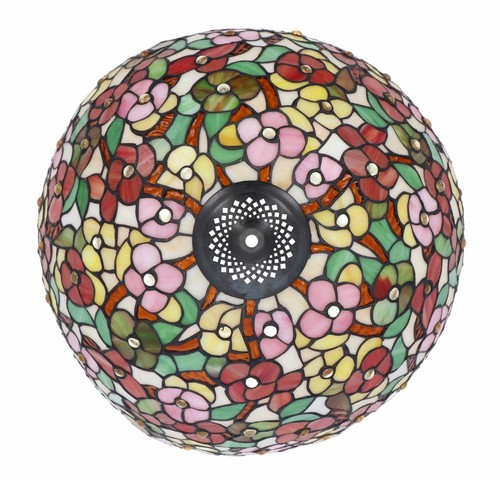 Vetro lavorato in stile Tiffany blu verde con fiori per lampade lampadari 40 cm - Foto 3 di 4