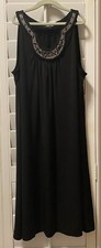 Apt.9 M Sun Dress Tank Dress Cover Up Beaded Neckline Boho Chic Elegant Black