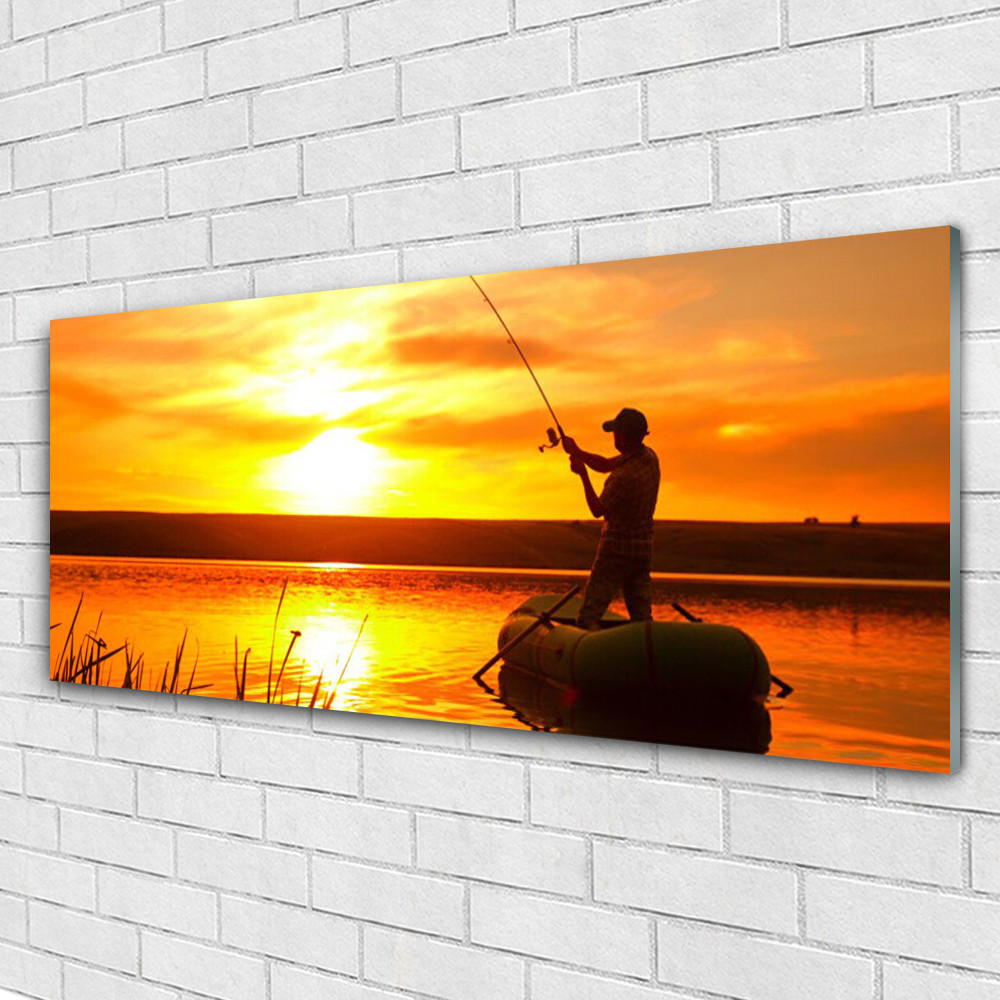 Tableau mural panoramique Tulup 125x50 cm avec impression mer et pêcheur