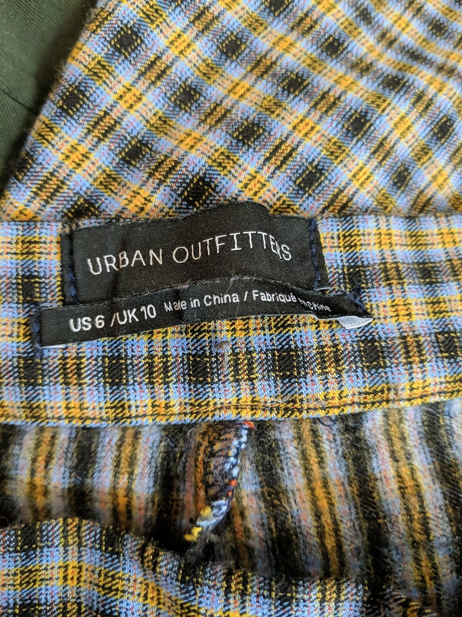 Yellow and blue plaid pants sale
