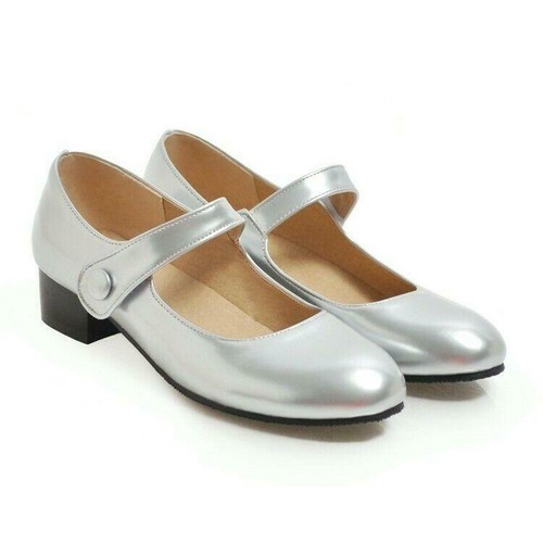 Scarpe casual donna tacco grosso cinturino alla caviglia fibbia Mary Jane primavera taglie forti - Foto 8 di 18