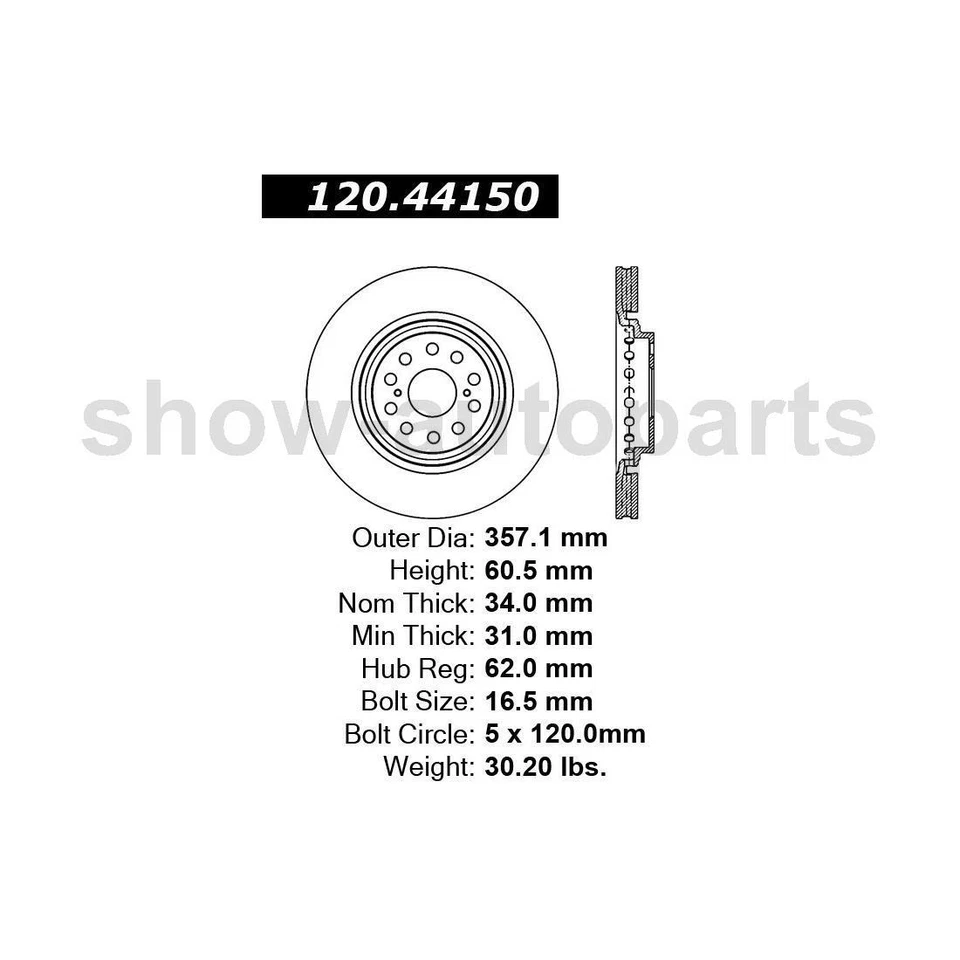 Centric Parts Front Left Front Right 2Of Disc Brake Rotor For Lexus LS460 - Изображение 4 из 4