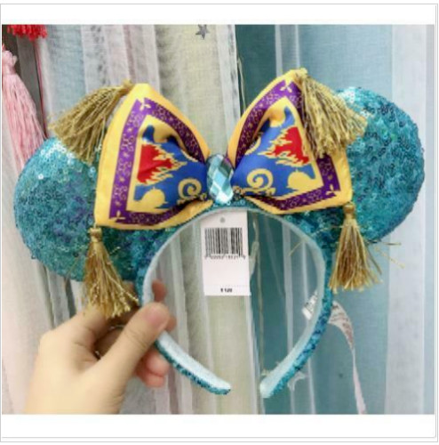 Disney Aladdin Jasmine Magic Carpet Bow Sequined Minnie Ears Headband NEW