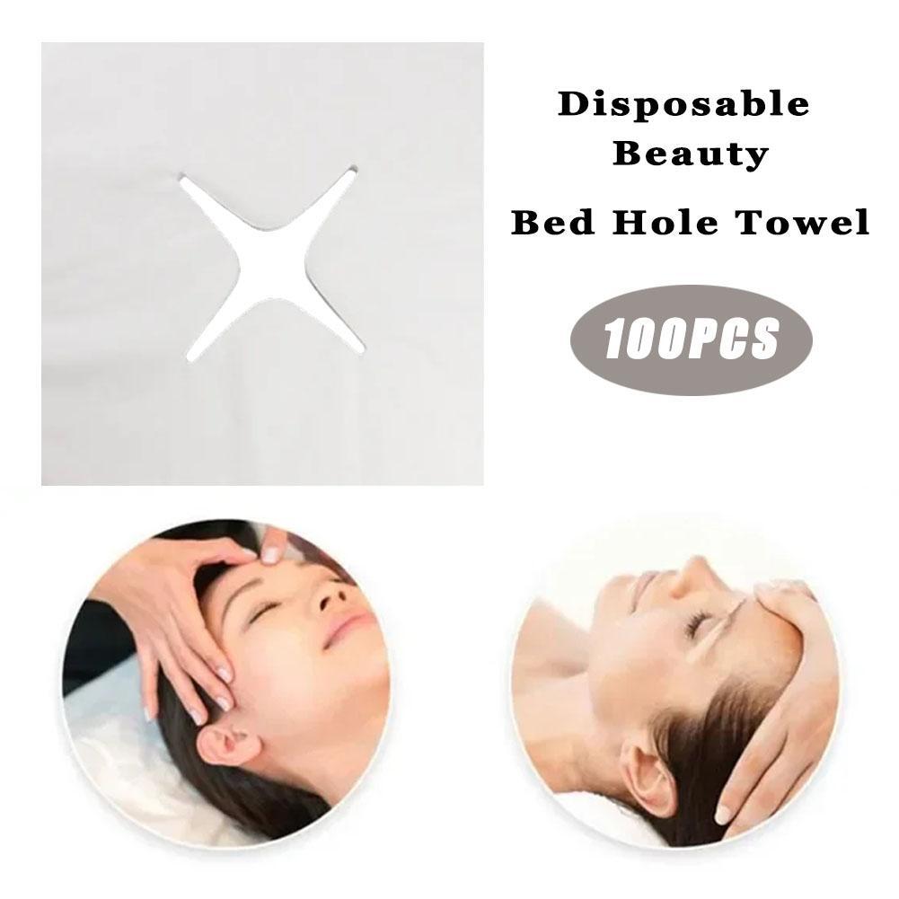 100pcs Disposable Hole Towel Massage Bed Non-woven Towel Face Square L3 9CH6