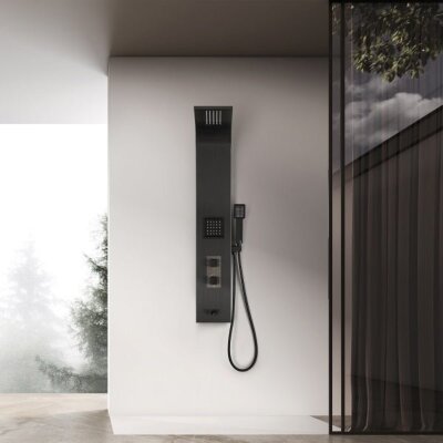 Cascada Showers 47'' Matt Black Indoor Shower Panel Modern Luxury for Bathroom