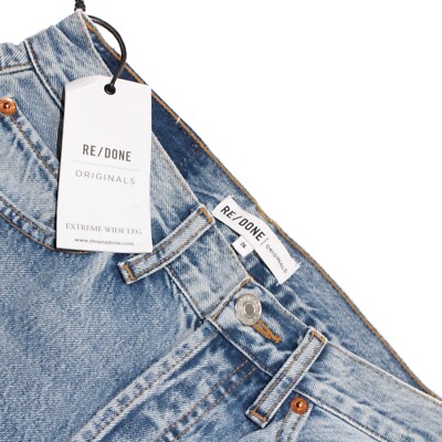 Re/Done NWT Denim Jeans Size 26 US Extreme Wide Leg in Bleach Down Blue