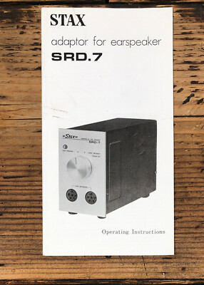 STAX SRD-7 SRD7 Earspeaker Adapter  Owner / User Manual *Original*