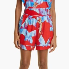    NEW w.tags Farm Rio Sweet Jungle Ananas Red Linen Blend Shorts Size Small