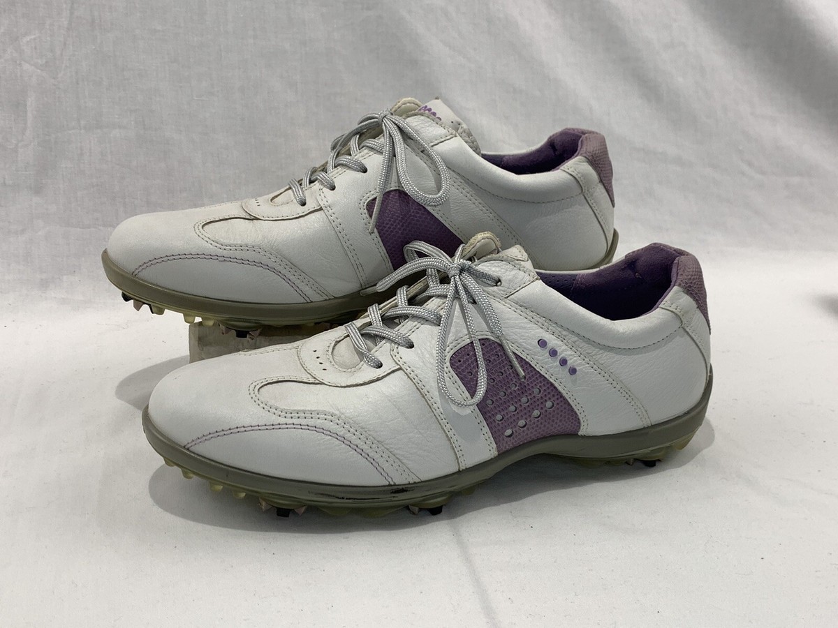 Ecco Biom Golf Shoes White/Purple Yak Leather Women's Size