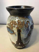 MODERN CONTEMPORARY STONE VASE HAND CARVED POLISHED Paris 7 Inches