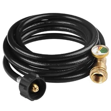 12FT Propane Extension Hose w/Gauge for Propane Tank Burner Most Propane Applian