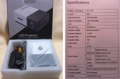 NIB! LED Projector - Multi Media (Music, Photo, Video, TXT) LED 1080p