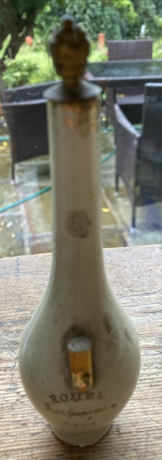 Antique Romel Ceramic Floral Pattern Perfume Bottle, Damage to Handle 3